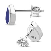 Lapiz Lazuli Drop Silver Stud Earrings, e333